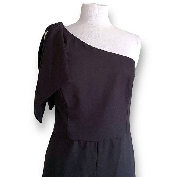 BHLDN Anthropologie Womens Windham Jumpsuit Plus Sz 18 Black 1 Shoulder Wide Leg - Picture 5 of 12